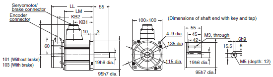 R88M-K, R88D-KN[]-ECT Dimensions 43 