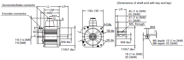 R88M-K, R88D-KN[]-ECT Dimensions 53 