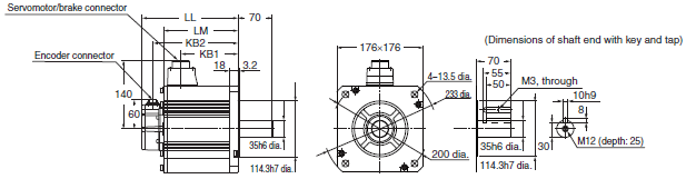 R88M-K, R88D-KN[]-ECT Dimensions 57 