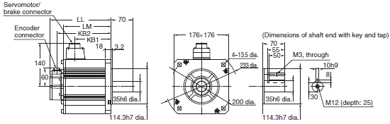 R88M-K, R88D-KN[]-ECT Dimensions 73 