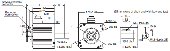 R88M-K, R88D-KN[]-ECT Dimensions 86 