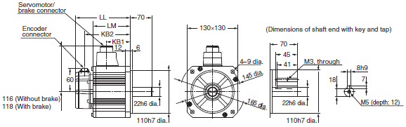 R88M-K, R88D-KN[]-ECT Dimensions 96 