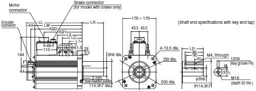 R88M-K, R88D-KN[]-ECT Dimensions 104 