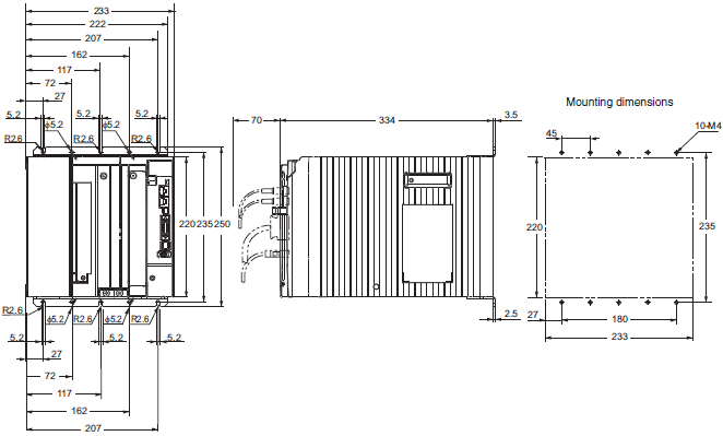 R88M-K, R88D-KN[]-ECT Dimensions 9 