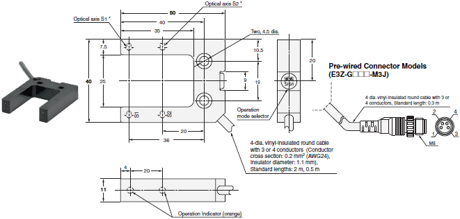 E3Z-G Dimensions 3 