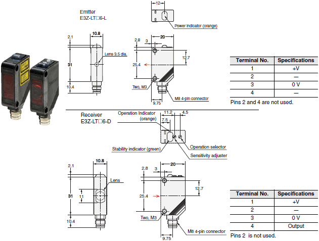 E3Z-LT / LR / LL Dimensions 4 