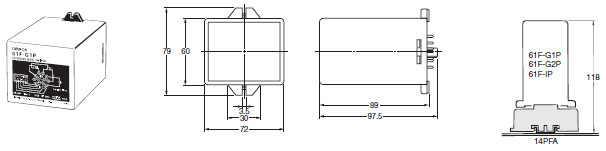 61F-G[]P Dimensions 2 61F-GP_Dim